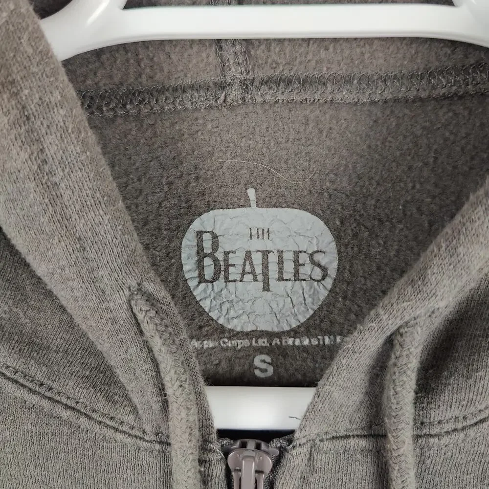 The Beatles Hoodie Grey Adult Small Full Zip Sweater Hooded Sweatshirt Band Tee